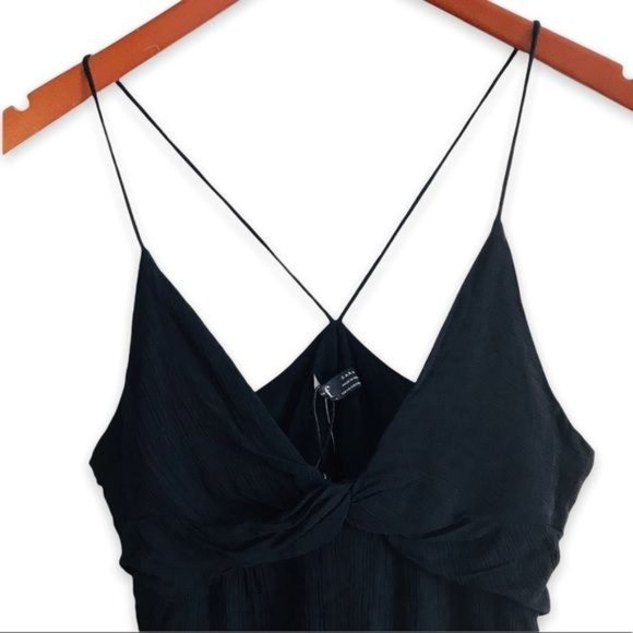 Zara Spaghetti Strap Fly Away Front Top In Black Size XS - Picture 4 of 6